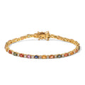 D'Joy Mehrfarbig Saphir, Moissanit Armband ca. 19 cm 925 Silber 750 Gelbgold vermeil ca. 8,11 ct.