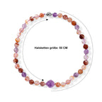 Afrikanischer Amethyst, Mehrfarbiger Hämatoid-Quarz Halskette ca. 50 cm 316L Edelstahl Goldton ca. 400,00 ct.