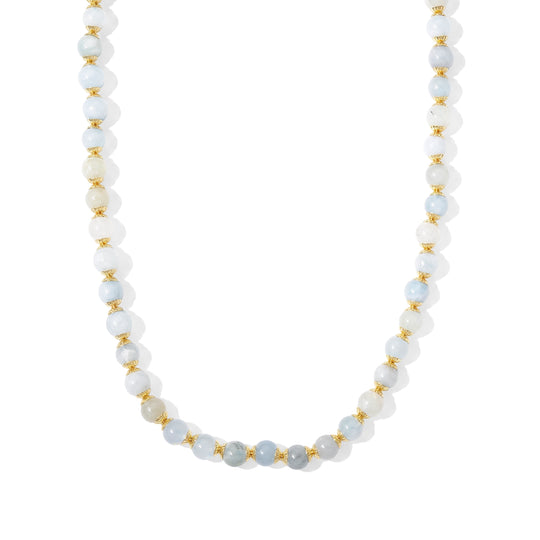 Morganit Halskette ca. 50 cm 316L Edelstahl Goldton  ca. 160,00 ct.