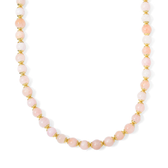Morganit Halskette ca. 50 cm 316L Edelstahl Goldton  ca. 160,00 ct.