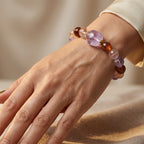 Afrikanisches Amethyst und mehrfarbiges Hämatoid Quarz flexibles Armband (17,5-19cm), Legierung in Goldton - 170 ct.