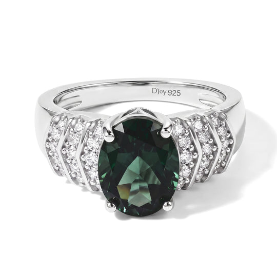 D'Joy Alexandrit Quarz Triplette, Weißer Zirkon Ring 925 Silber Rhodiniert (Größe 18.00) ca. 3,30 ct