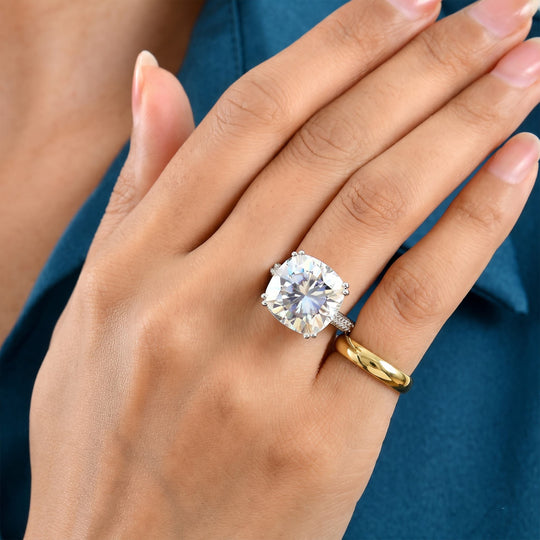 D'Joy Moissanit Ring 925 Silber Rhodiniert (Größe 17.00) 15.60 ct