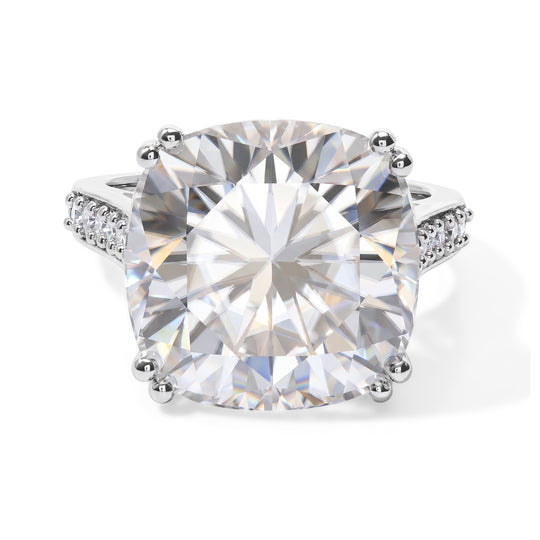 D'Joy GRA zertifizierter Moissanit Ring, 925 Silber rhodiniert - 15 ct.