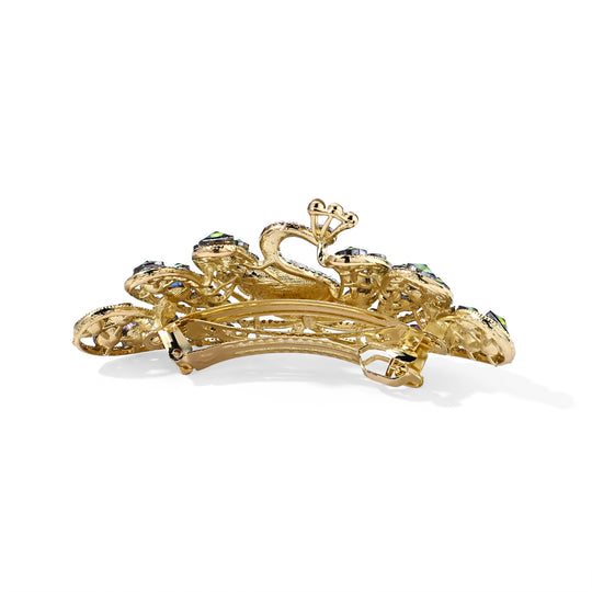 Alloy Hair Clip, with Champagne color crystal&glass&white ab crystal, in gold plating 192.00 ct