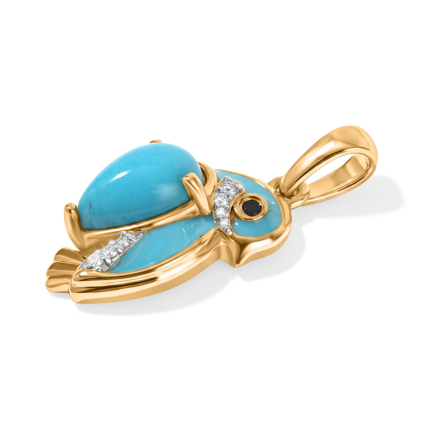 EVER TRUE AAA Sleeping Beauty Türkis, Schwarzer Spinell Anhänger Reine Bronze ca. 1,20 ct.
