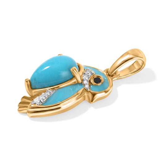 EVER TRUE AAA Sleeping Beauty Türkis, Schwarzer Spinell Anhänger Reine Bronze ca. 1,20 ct.