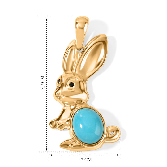 EVER TRUE Sleeping Beauty Türkis, Schwarzer Spinell Anhänger Reine Bronze ca. 2,54 ct.