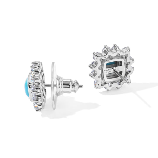 EVER TRUE Sleeping Beauty Türkis, Weißer Zirkon Ohrringe 316L Edelstahl ca. 3.21 ct