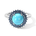 LUXURIANT DIAMOND - Azurglanz-Ring mit AA Sleeping Beauty Türkis und Lab Grown blauem Diamant, 925 Silber rhodiniert (Größe 17.00), ca. 2.87 ct