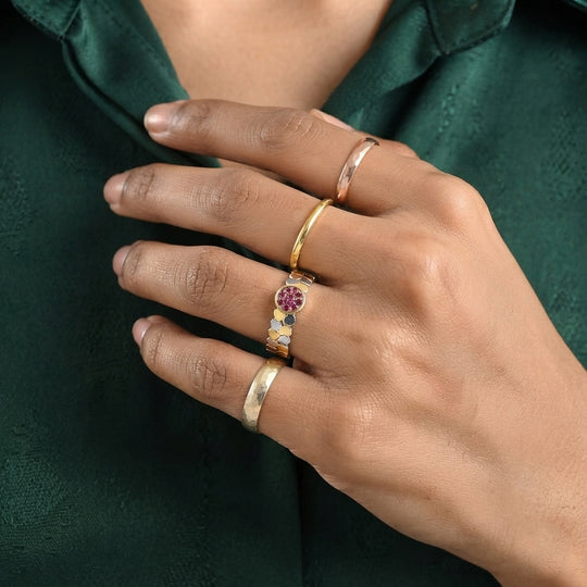 EVER TRUE Padparadscha Saphir Ring Reine Bronze (BT) (Größe 21.00) ca. 0.13 ct