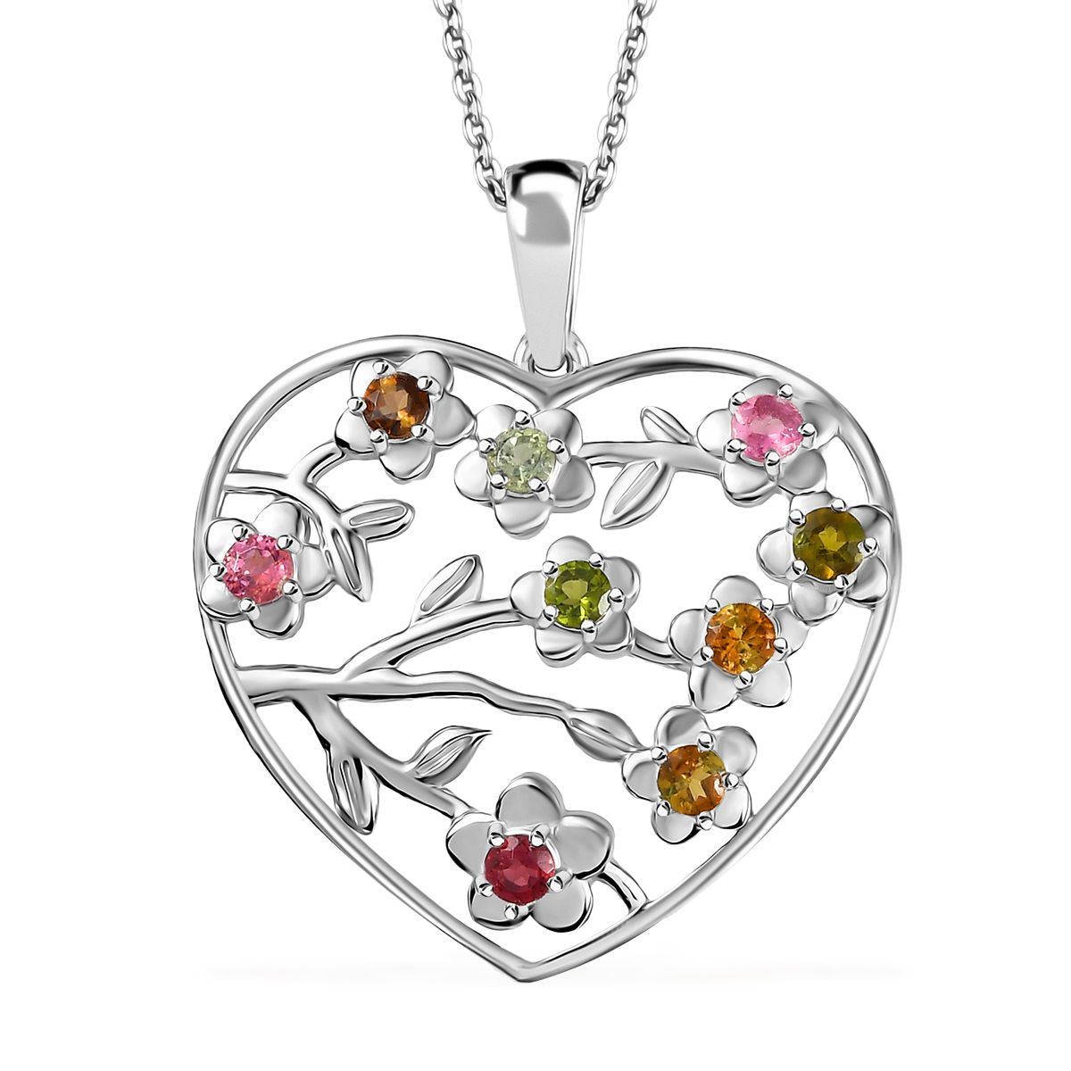 D'Joy Multi-Turmalin Anhänger mit 50cm Kette und Ohrringe