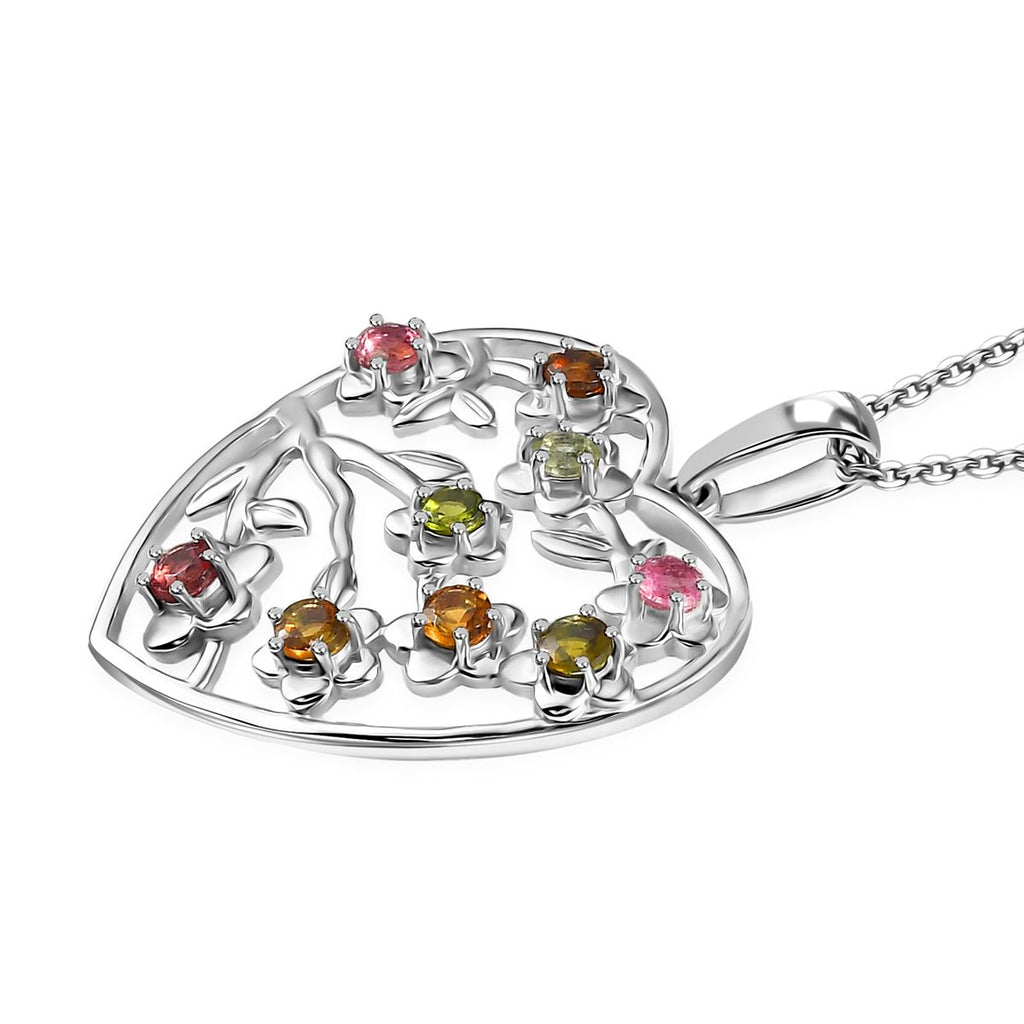 D'Joy Multi-Turmalin Anhänger mit 50cm Kette und Ohrringe