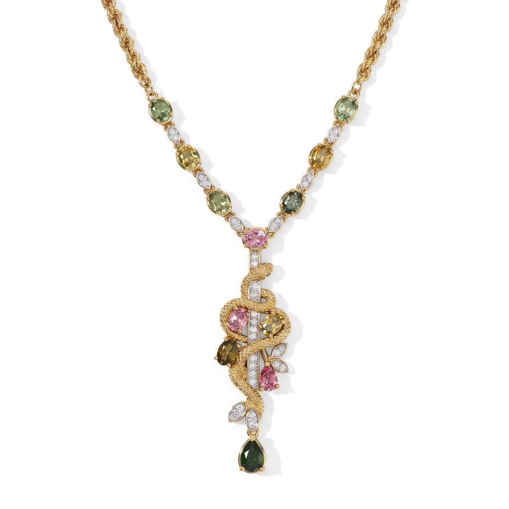 GP - AA Mehrfarbig-Turmalin Halskette ca. 45 cm 925 Silber 750 Gelbgold vermeil ca. 4,82 ct.