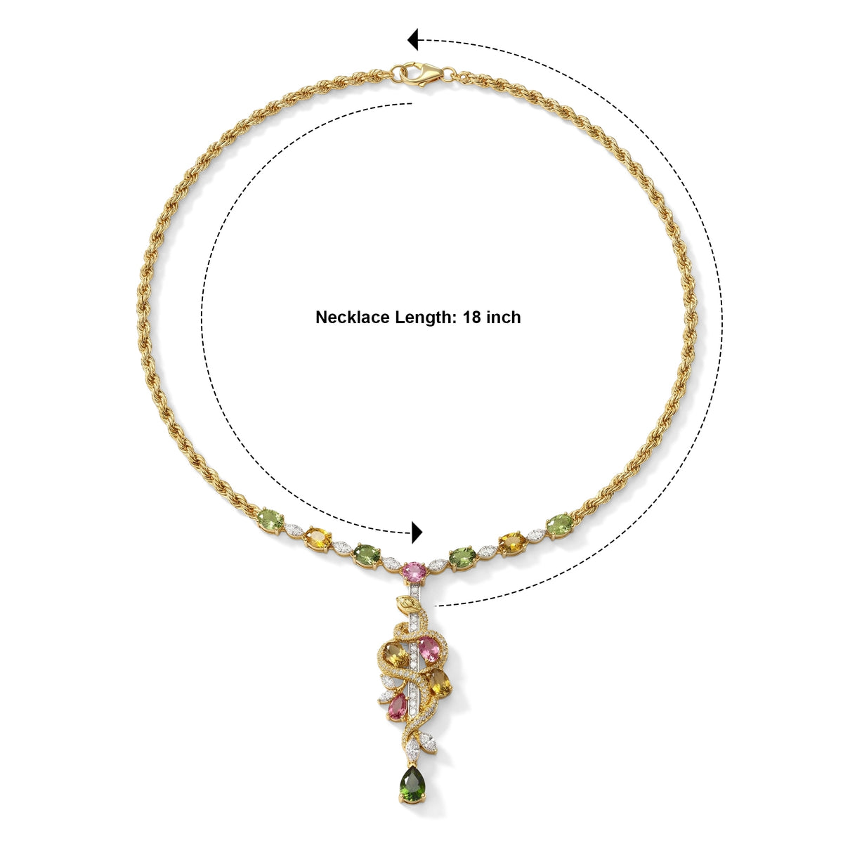 GP - AA Mehrfarbig-Turmalin Halskette ca. 45 cm 925 Silber 750 Gelbgold vermeil ca. 4,82 ct.