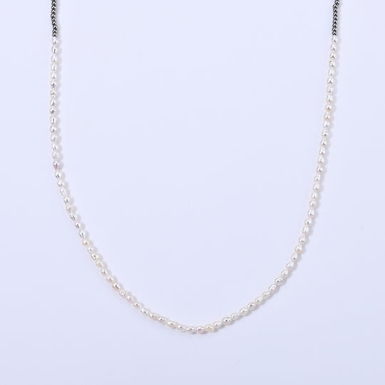 Weiße Süßwasser Perle Halskette ca. 45 cm Nickelfreies Messing (10-15 Werktage Lieferzeit)