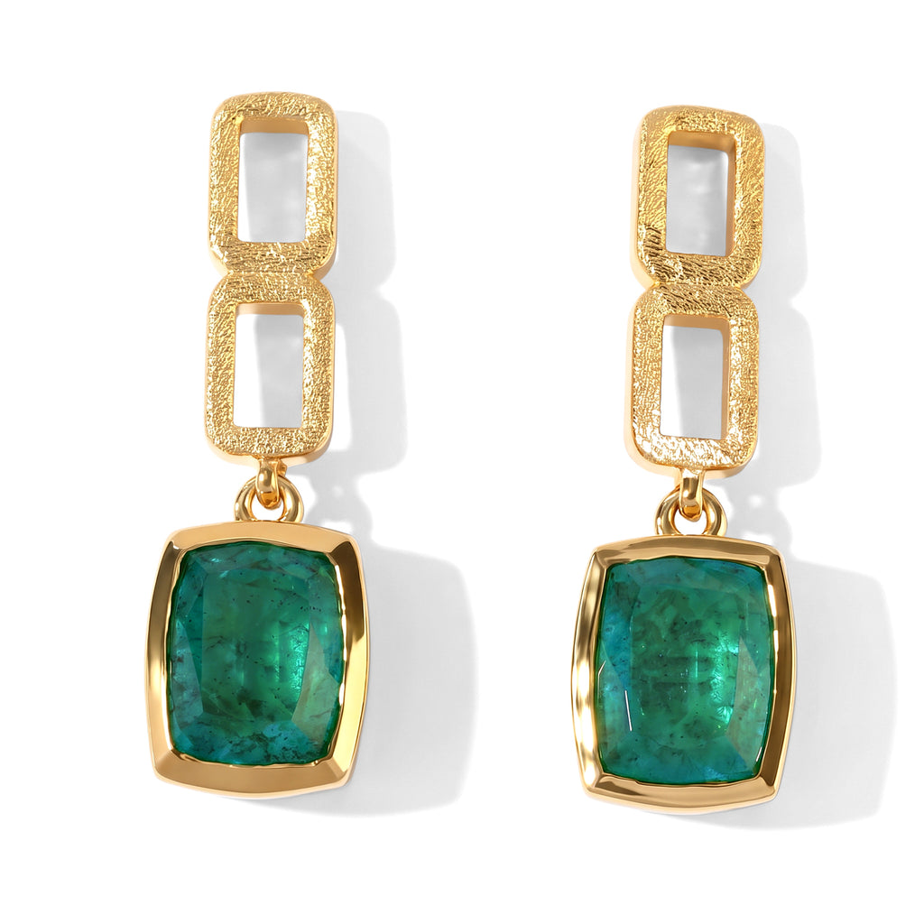 EVER TRUE Smaragd-Quarz Triplette Ohrringe Reine Bronze ca. 5,27 ct.
