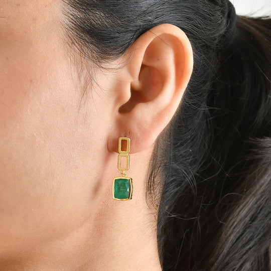 EVER TRUE Smaragd-Quarz Triplette Ohrringe Reine Bronze ca. 5,27 ct.