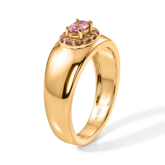 D'Joy AAA Padparadscha Saphir Ring 925 Silber 750 Gelbgold vermeil (Größe 20.00) ca. 0,52 ct