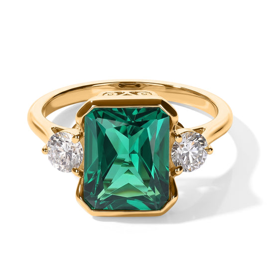 LUXURIANT AAA Labor kolumbianischer Smaragd und Labor Diamant Ring in 375 Gold - 3,60 ct.