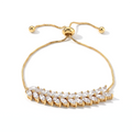Weißer Zirkonia Armband, flexibel, Nickelfreies Messing, Goldfarben, 4.00 ct