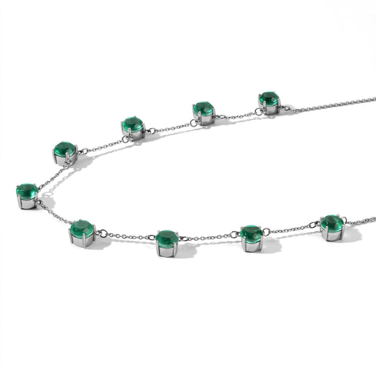 EVER TRUE Smaragd-Quarz Triplette Halskette ca. 45 cm 316L Edelstahl ca. 21,83 ct.