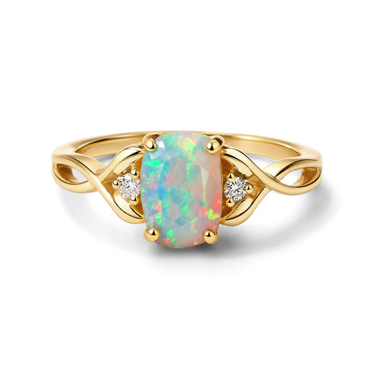 D'Joy AA Natürlicher, äthiopischer Welo Opal, Rosa Turmalin Ring 925 Silber 750 Vergoldet (Größe 19.00) ca. 0,98 ct