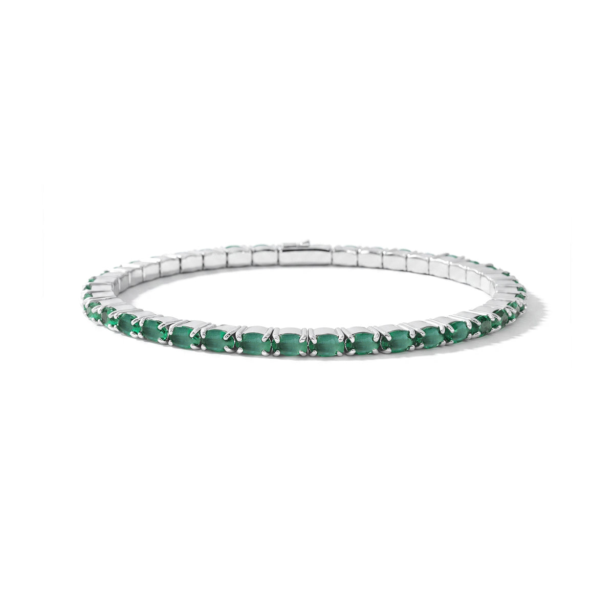 D'Joy AAA Smaragd Armreif ca. 19 cm 925 Silber Rhodiniert ca. 9,3.  9.32 ct