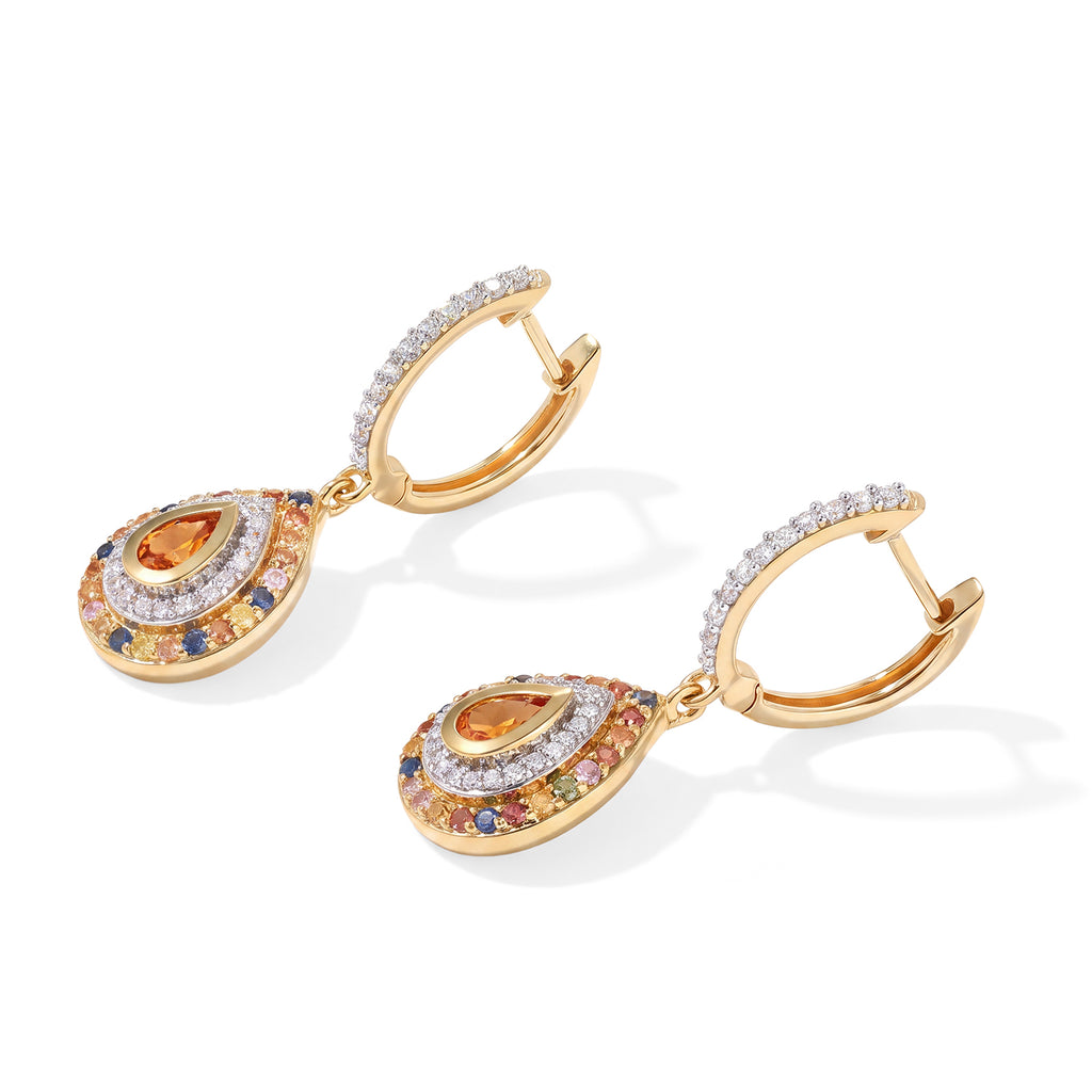 D'Joy Mehrfarbig Saphir Ohrringe 925 Silber 750 Gelbgold vermeil ca. 1,78 ct.