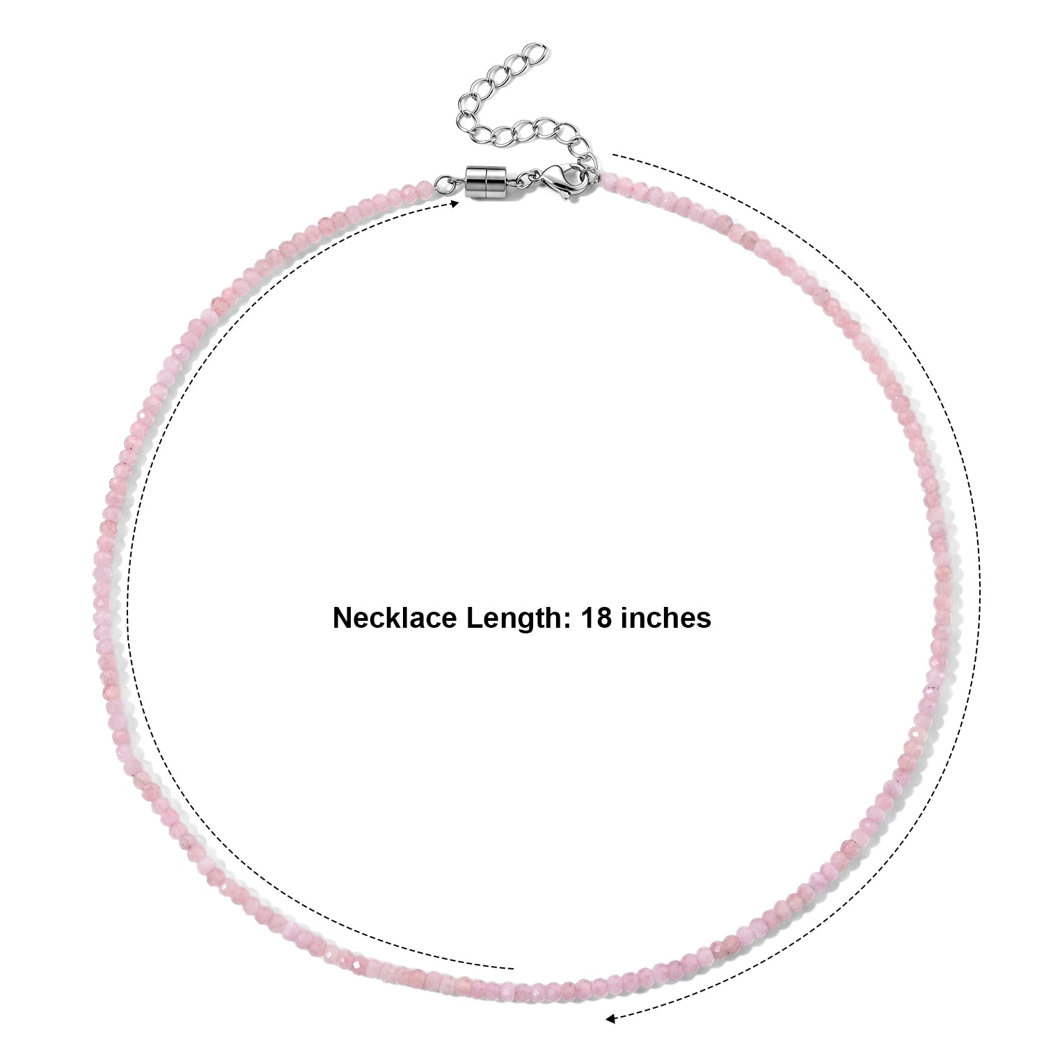 Rosa Morganit Halskette ca. 45 cm 316L Edelstahl (10-15 Werktage Lieferzeit) ca. 36,00 ct.