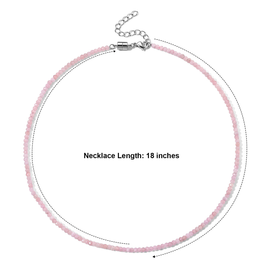 Rosa Morganit Halskette ca. 45 cm 316L Edelstahl (10-15 Werktage Lieferzeit) ca. 36,00 ct.