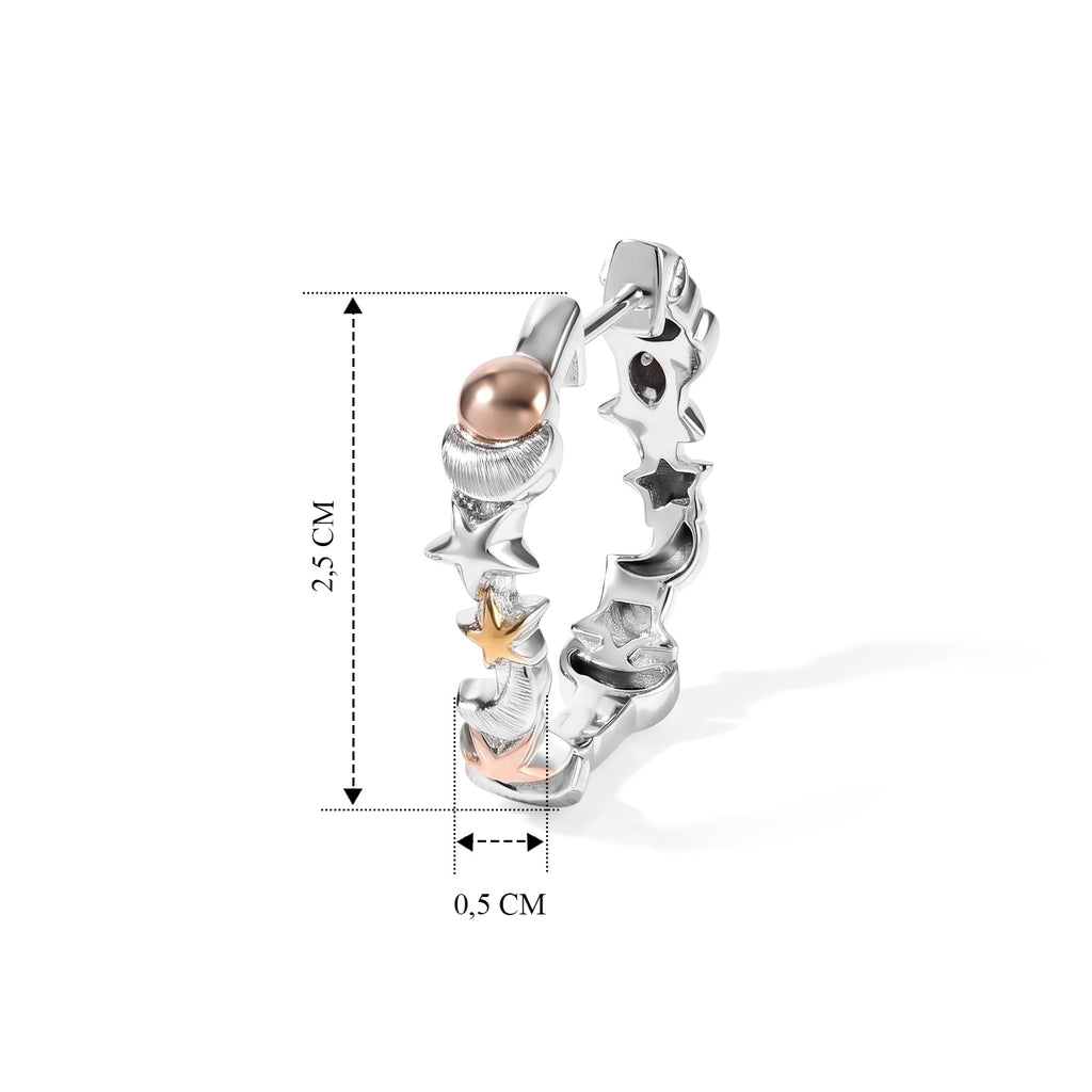 GP - Kanchanaburi Blauer Saphir Ohrringe 925 Silber Dreifarbig  ca. 0,02 ct.