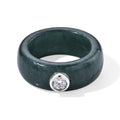 EXTREM SELTEN - Type A Natürlicher Olmek Jadeit, Lab Grown Diamant (0,25) Ring 925 Silber  Rhodiniert (Größe 17.00) ca. 7.75 ct
