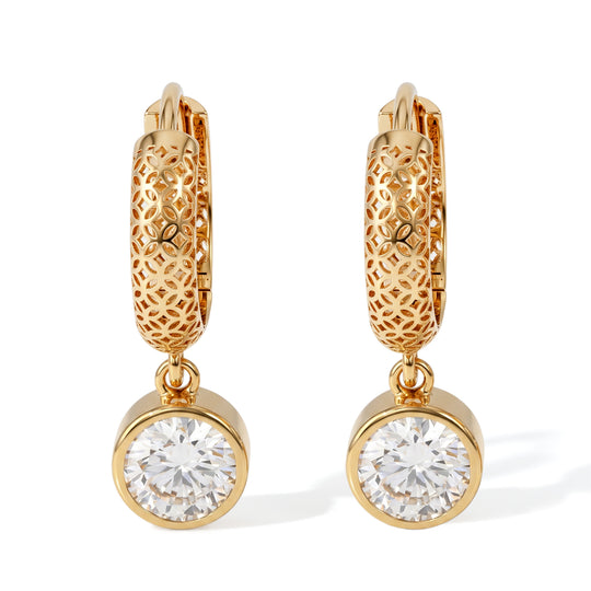 D'Joy Moissanit Ohrringe, 925 Silber vergoldet - 2 ct.