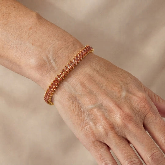 D'Joy AA Padparadscha Saphir Armband ca. 20 cm 925 Silber 750 Gelbgold vermeil ca. 7,10 ct.