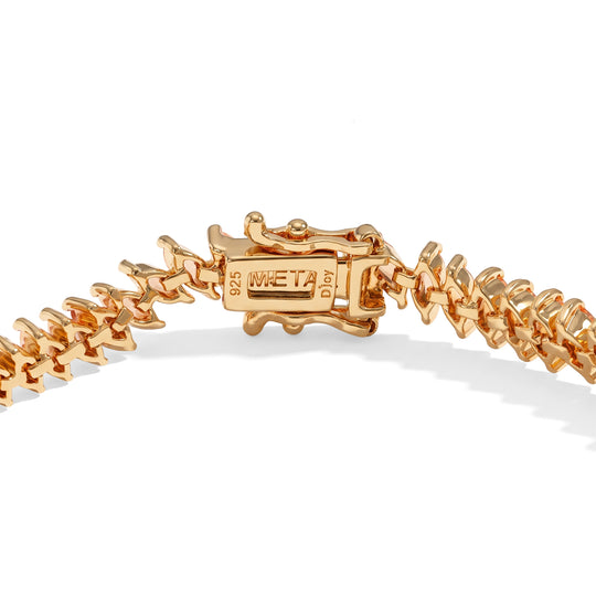 D'Joy AA Padparadscha Saphir Armband ca. 20 cm 925 Silber 750 Gelbgold vermeil ca. 7,10 ct.