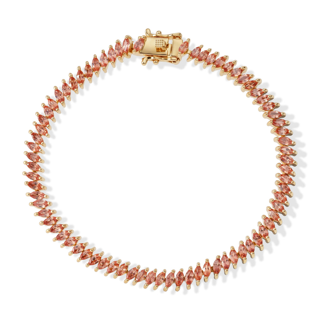 D'Joy AA Padparadscha Saphir Armband ca. 19 cm 925 Silber 750 Gelbgold vermeil ca. 7,10 ct.