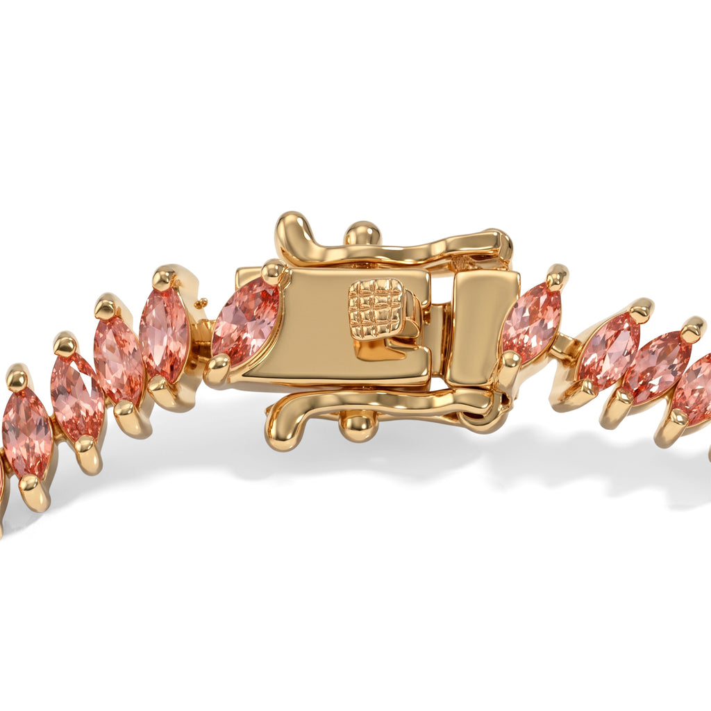 D'Joy AA Padparadscha Saphir Armband ca. 19 cm 925 Silber 750 Gelbgold vermeil ca. 7,10 ct.
