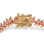 D'Joy AA Padparadscha Saphir Armband ca. 19 cm 925 Silber 750 Gelbgold vermeil ca. 7,10 ct.