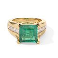 EVER TRUE Smaragd-Quarz Triplette, Weißer Zirkon Ring Reine Bronze (Größe 17.00) ca. 7,23 ct
