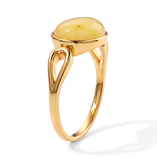 D'Joy Natürlicher Baltischer Bernstein Ring 925 Silber Vergoldet (Größe 20.00)