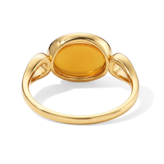 D'Joy Natürlicher Baltischer Bernstein Ring 925 Silber Vergoldet (Größe 20.00)