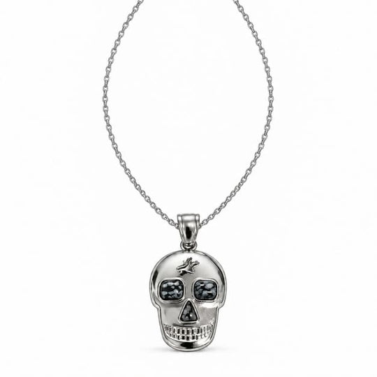 Fancy Fossil-Jaspis Totenkopf-Design Anhänger Reine Legierung ca. 3.50 ct