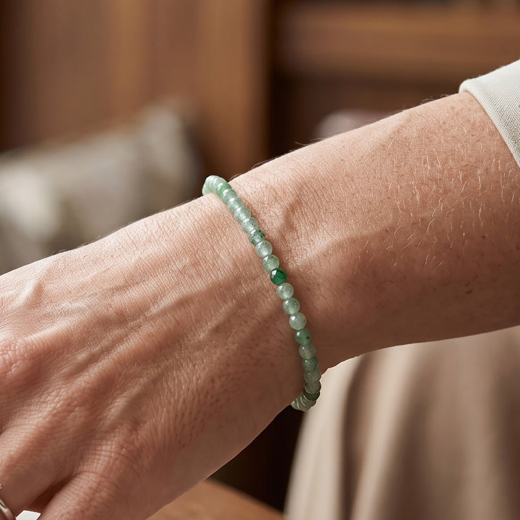 EVER TRUE Grüner Erdbeerquarz Armband ca. 19 cm 316L Edelstahl ca. 12,25 ct.