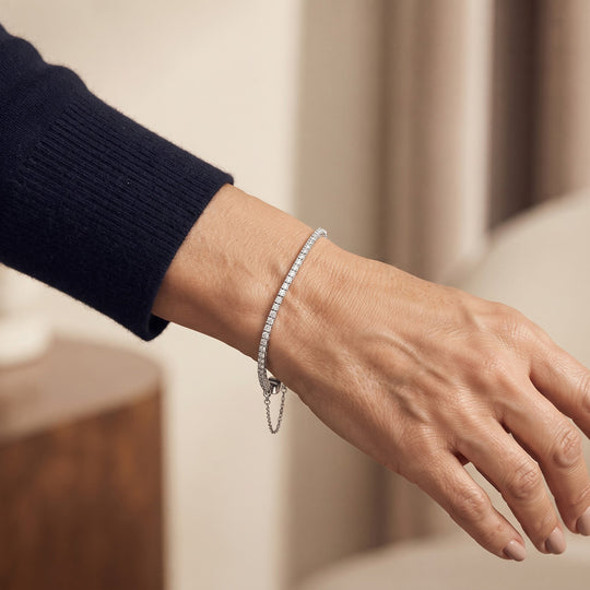D'Joy 2,24 ct. Moissanit 18+5cm Armband, 925 Silber rhodiniert