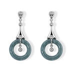 D'Joy Olmek Jadeit, Moissanit Ohrringe 925 Silber Rhodiniert ca. 10.57 ct