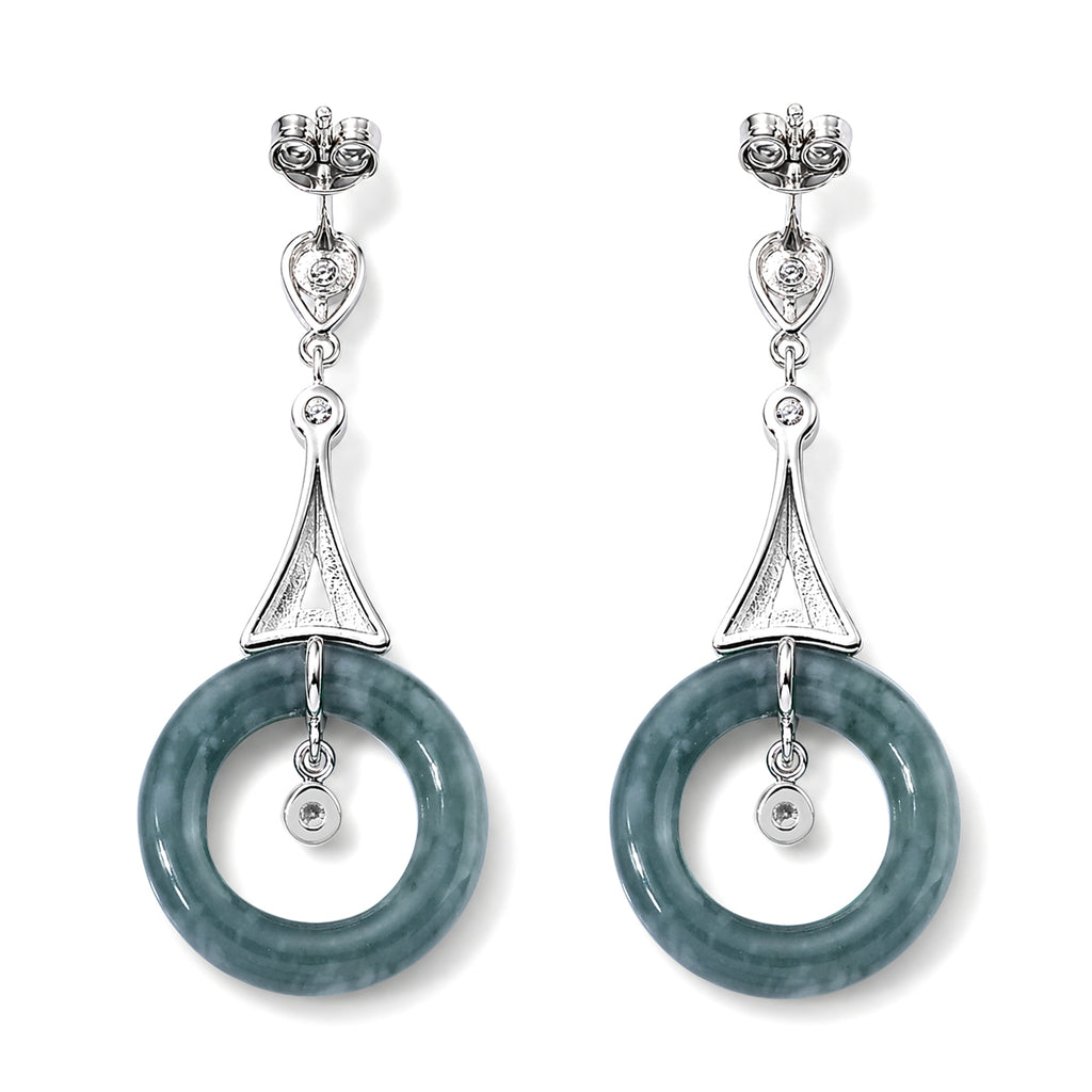 D'Joy Olmek Jadeit, Moissanit Ohrringe 925 Silber Rhodiniert ca. 10.57 ct