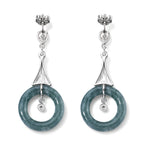 D'Joy Olmek Jadeit, Moissanit Ohrringe 925 Silber Rhodiniert ca. 10.57 ct