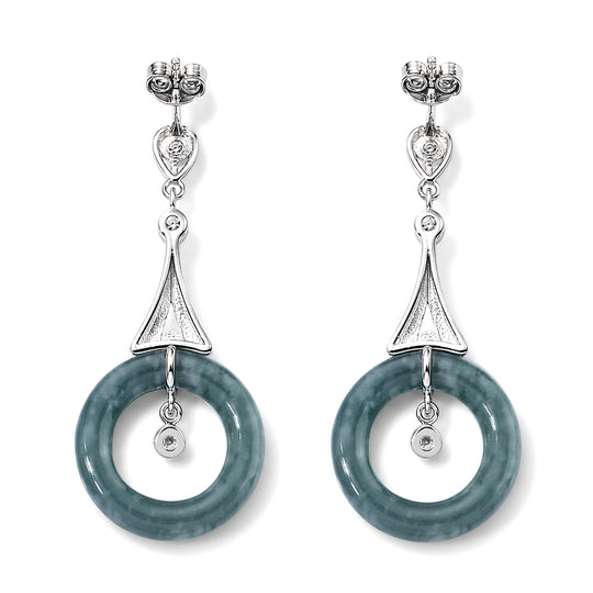 D'Joy Olmek Jadeit, Moissanit Ohrringe 925 Silber Rhodiniert ca. 10.57 ct