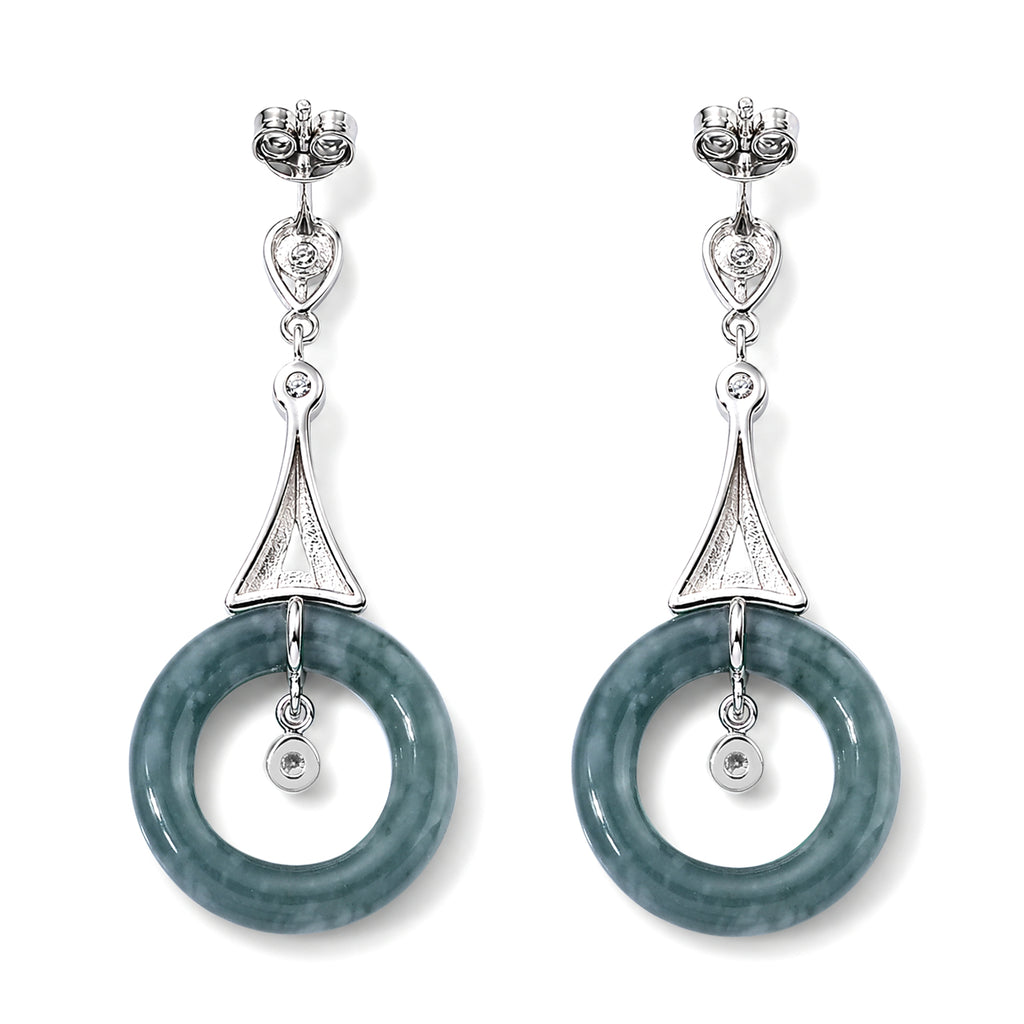 D'Joy Olmek Jadeit, Moissanit Ohrringe 925 Silber Rhodiniert ca. 10.57 ct